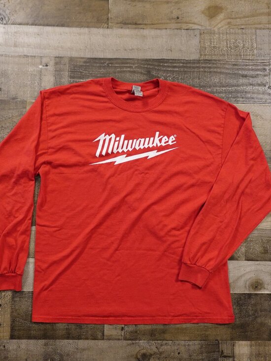 Milwaukee Tools Graphic Long‎ Sleeve T-Shirt Men’s XL Red Logo Workwear